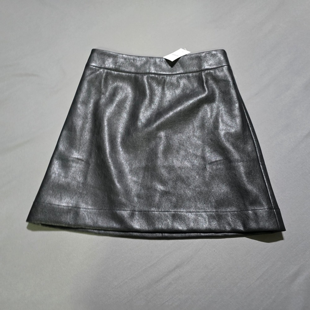 J.Crew Faux Leather Skirt Women 4 Black A-Line Mini BC893